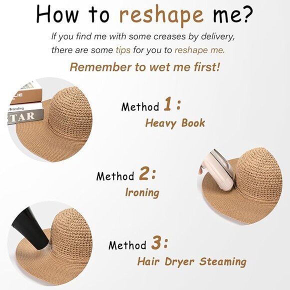 Beach Hats for Women - Straw Hat, Sun Hats for Women UPF 50+ UV Protection